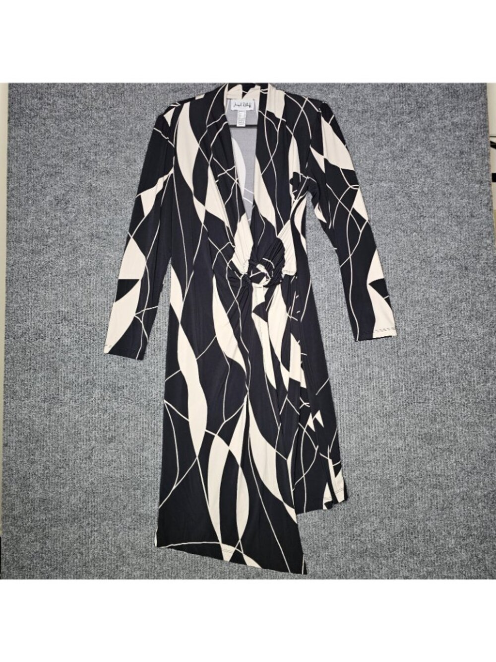 Joseph Ribkoff Black Moonstone Printed Dress sz 12 wrap style - Picture 2 of 6